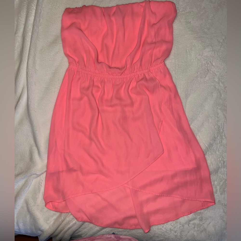 Strapless size L neon pink dress